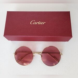 Cartier Premiere C de Cartier CT0156S 003 Round Sunglasses 100% Authentic NWB 🌹